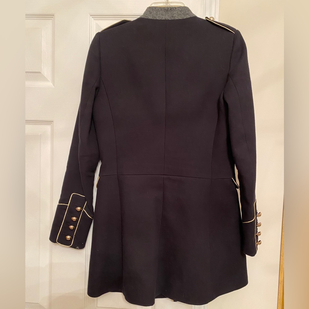 MANGO Navy Military Coat With Mandarin Collar - Picture 3 of 5